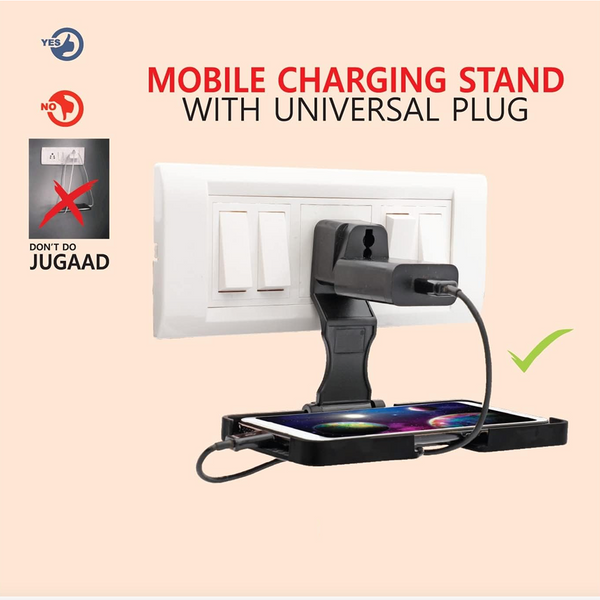 Multi-Purpose Wall Holder Stand for Charging Mobile (Black)